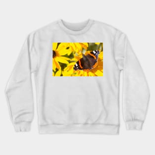 Red Admiral; Yellow Flower Crewneck Sweatshirt